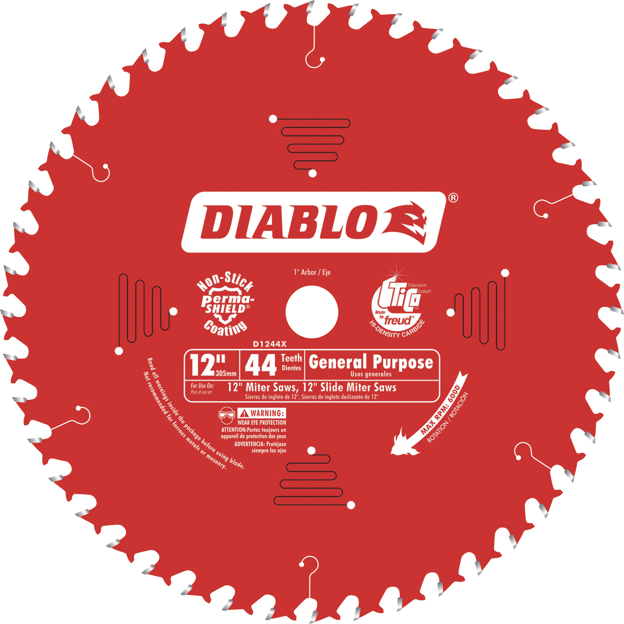 Freud Diablo Saw Blade, 12in. x 44 Tooth, Model# D1244X